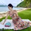 Đầm maxi 2 dây hoa hồng cho các nàng đi du lịch A2547