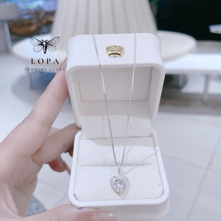 Dây chuyền SK94 nữ bạc Lopa, dáng dây trơn mặt tim đá nhẹ nhàng xinh xắn sk001