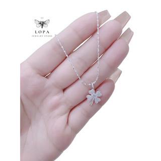 Dây chuyền bạc Lopa, dáng bốn lá nhỏ xinh Sk45 điệu đà thiết kế dáng tiểu thư đính đá lấp lánh