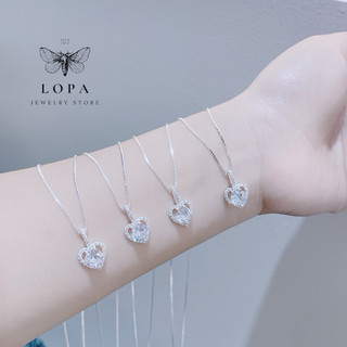 Dây chuyền SK94 nữ bạc Lopa, dáng dây trơn mặt tim đá nhẹ nhàng xinh xắn sk001