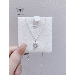 Dây chuyền SK94 nữ bạc Lopa, dáng dây trơn mặt tim đá nhẹ nhàng xinh xắn sk001