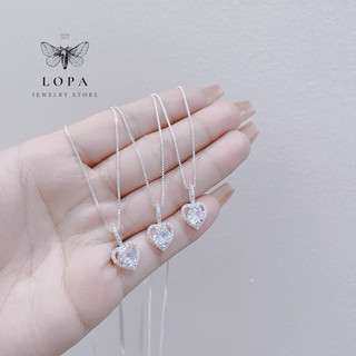 Dây chuyền SK94 nữ bạc Lopa, dáng dây trơn mặt tim đá nhẹ nhàng xinh xắn sk001