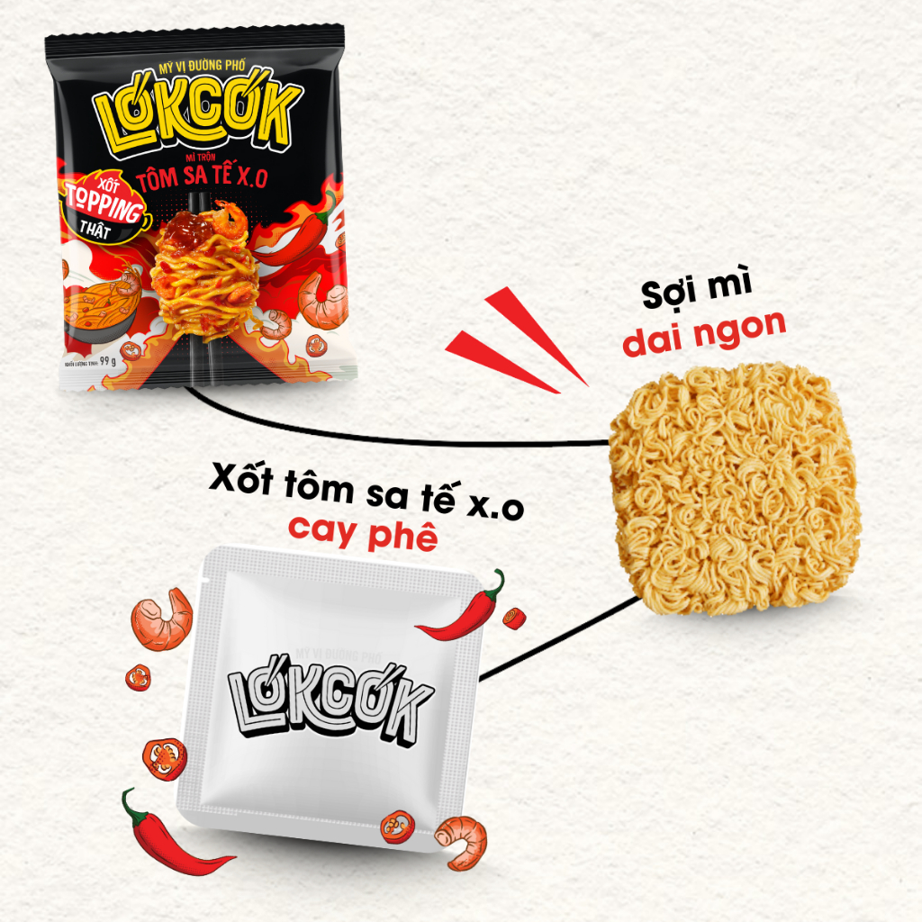 [Chính Hãng] Mì Trộn LOKCOK Đủ Vị - Thực Thần Đường Phố (Gói)