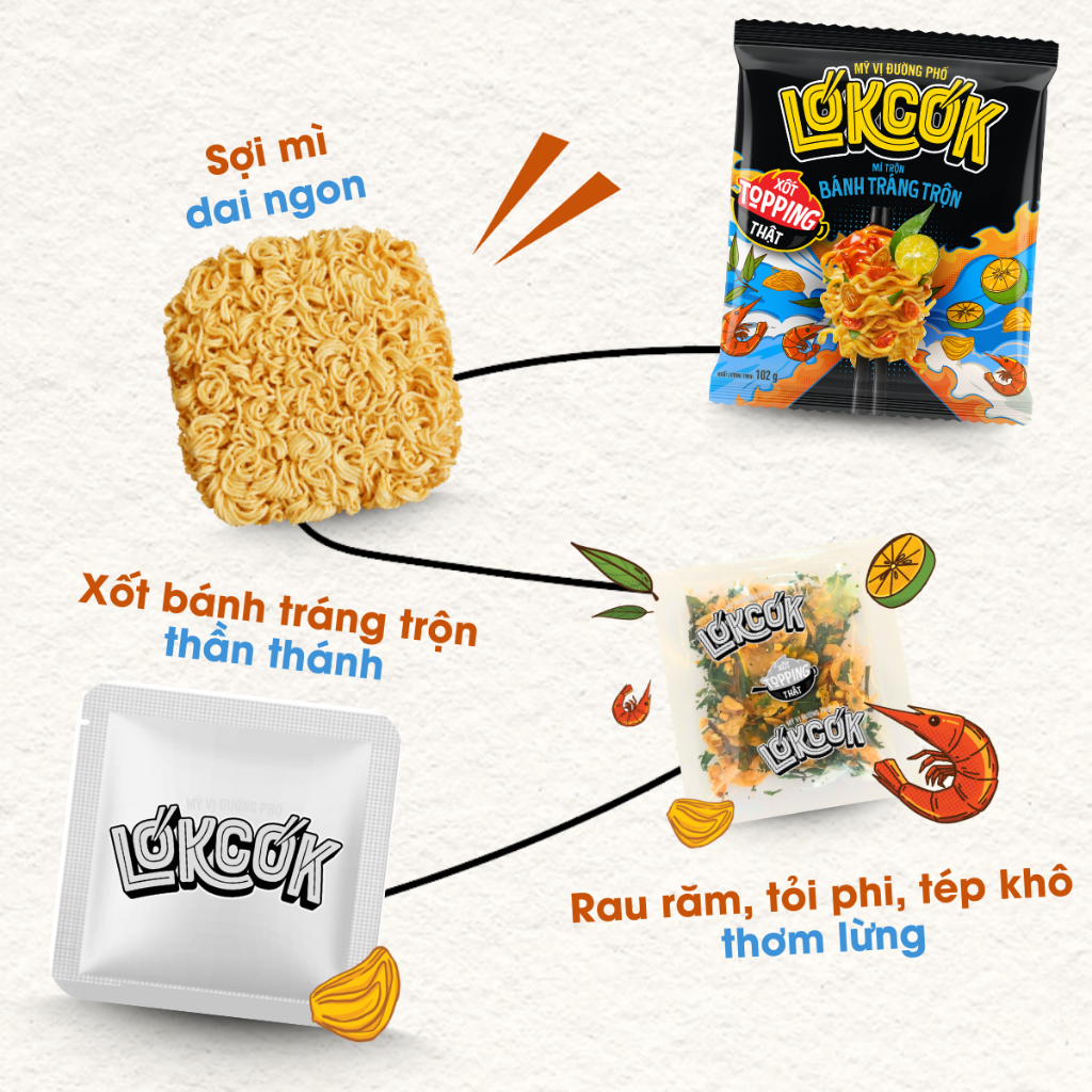 [Chính Hãng] Mì Trộn LOKCOK Đủ Vị - Thực Thần Đường Phố (Gói)