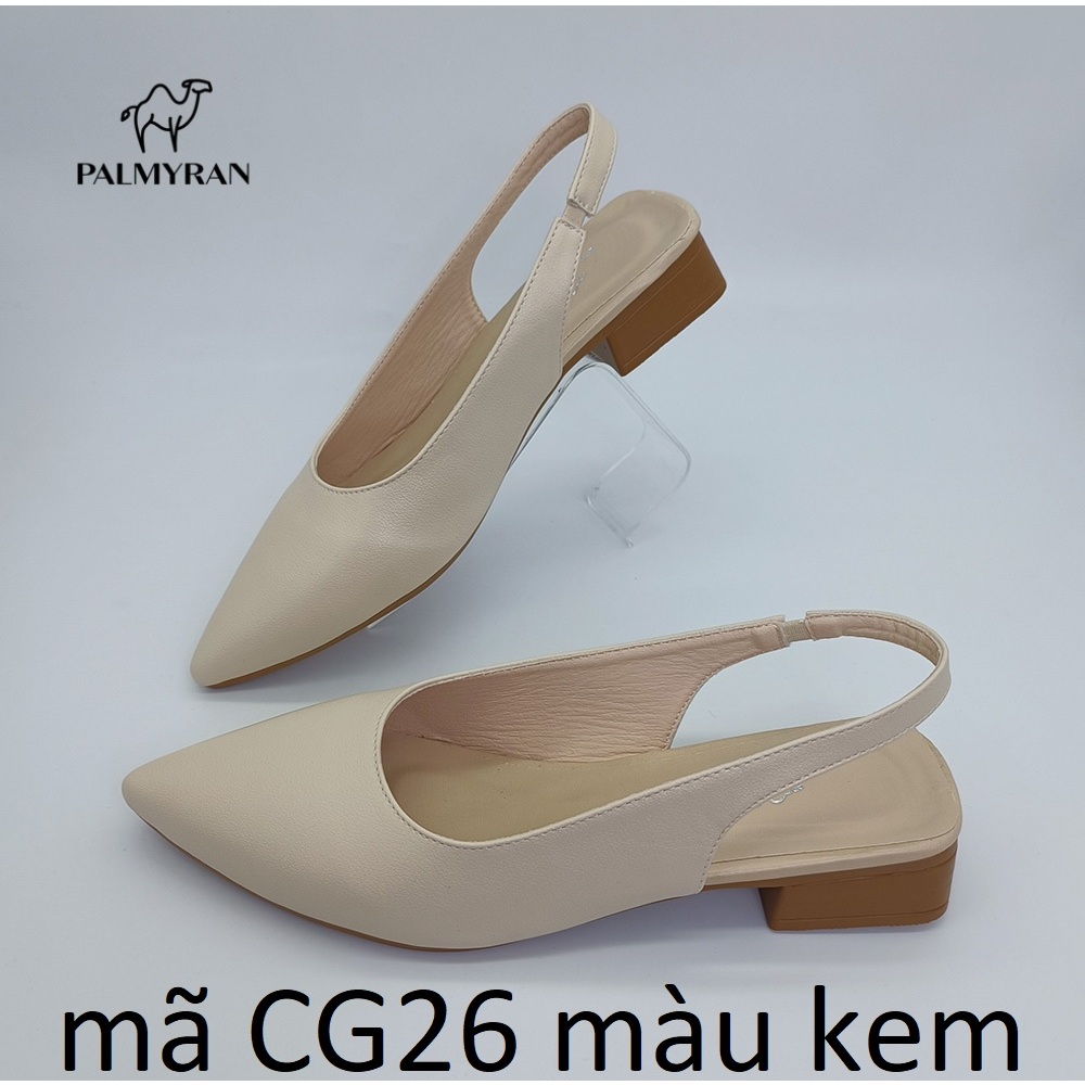 Giày nữ hở gót da sịn thật mã CG26 cao 3cm