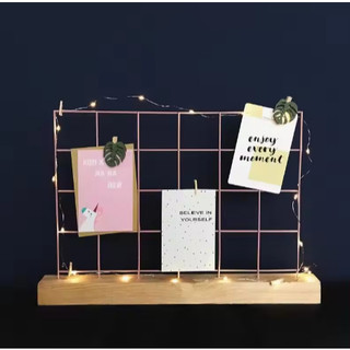 khung gỗ để bàn treo ảnh sinh nhật cưới trang trí ảnh decor tặng đèn nháy+10 kẹp