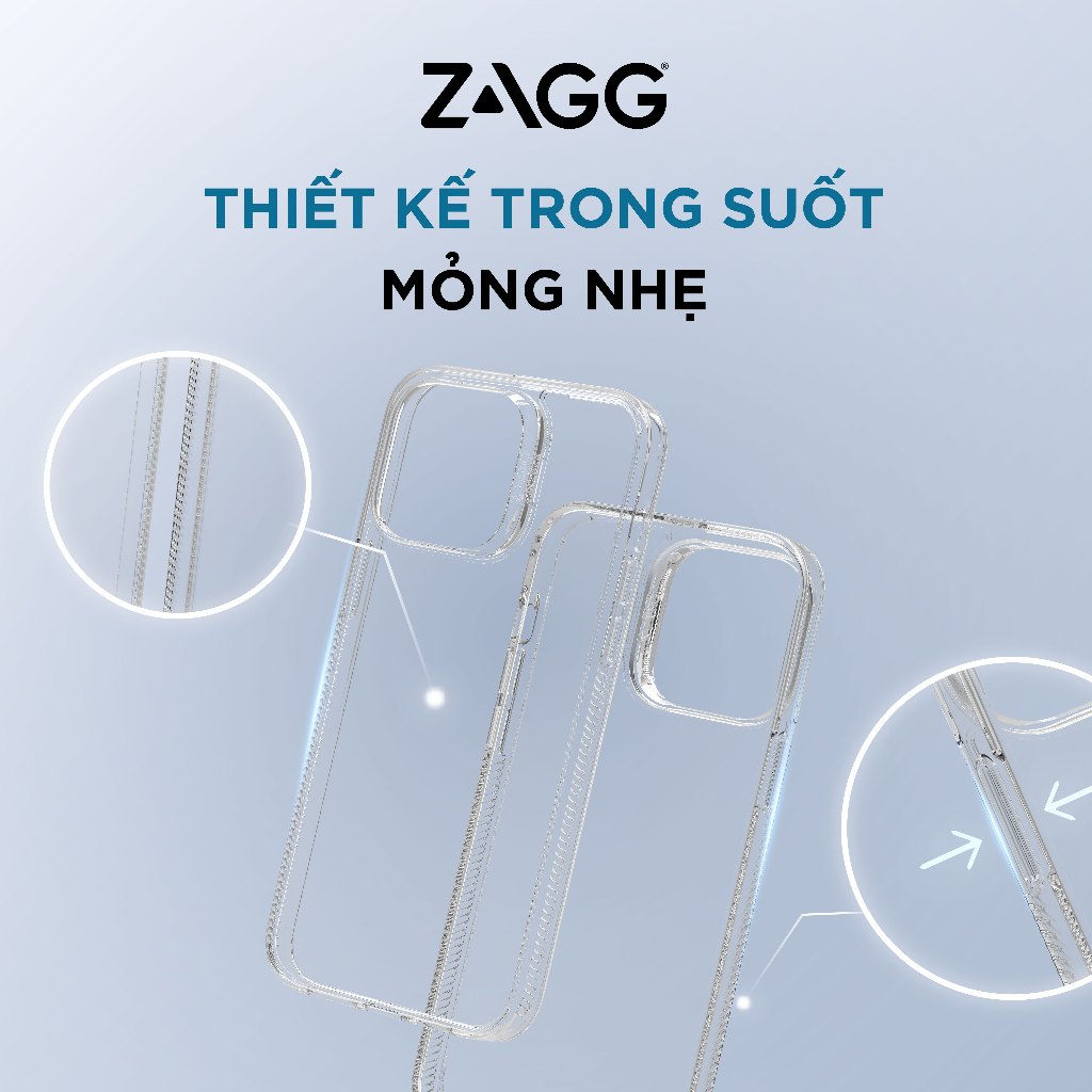 [iPhone14 Series] Ốp lưng ZAGG Clear - trong suốt, hỗ trợ sạc không dây và Magsafe