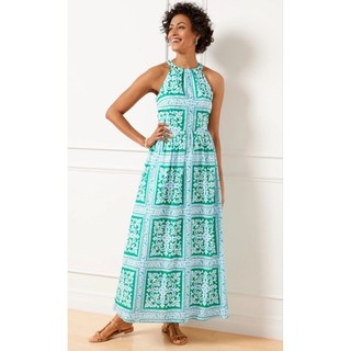 Đầm TALBOTS không tay có túi hoa văn xanh cốm size 6(N90-95,E80-85)
