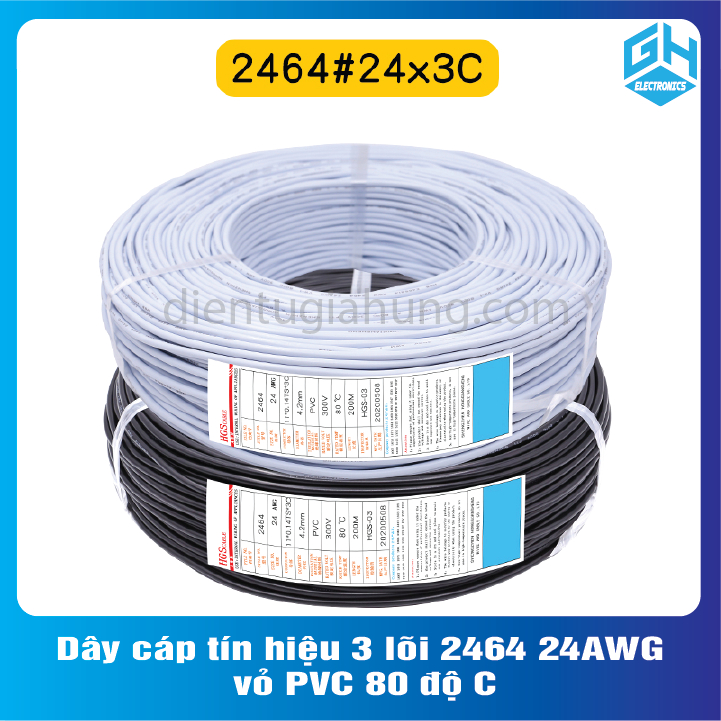 [1 mét]Dây điện cáp tín hiệu 3 lõi 2464 24AWG 0.2mm2 vỏ PVC 80 độ C ...