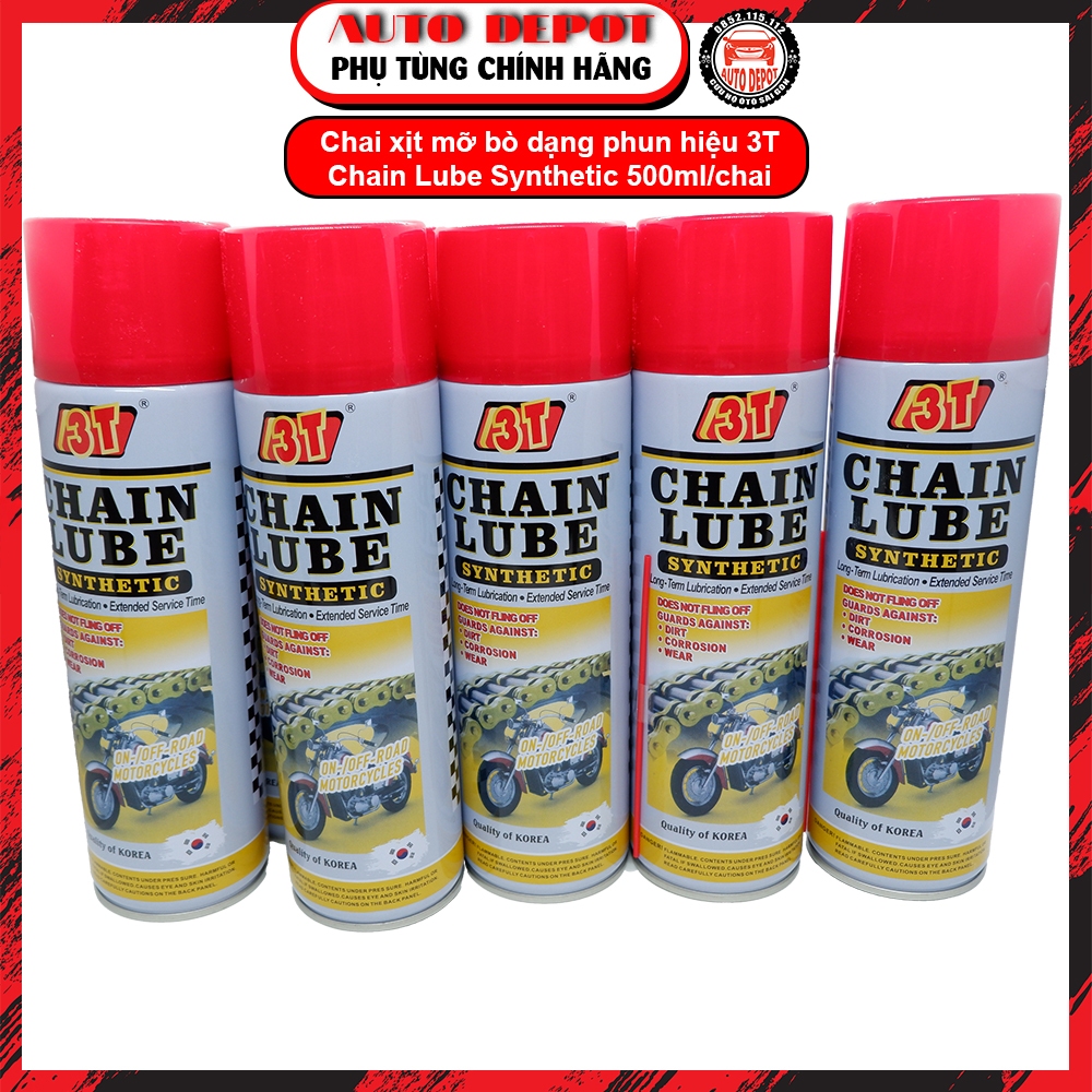 Product image Mỡ bò nước dạng phun dưỡng sên, bố thắng các loại xe máy ô tô 3T chính hãng chai 500ml 4