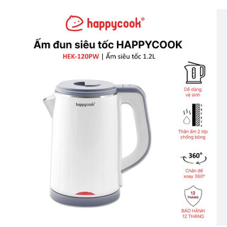 Ấm siêu tốc Happy Cook HEK-120PW - Dung tích 1.2L, công suất 1500W