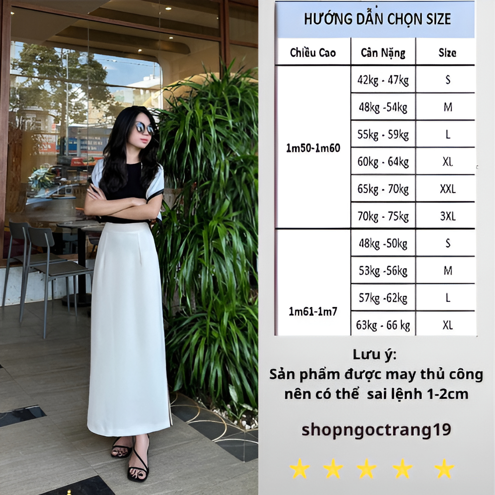 Chân Váy Dáng Dài Suông Sẻ Bên Dài 90cm_Thiết Kế Đặc Biệt Sẻ Bên_shopngoctrang19_Chất Liệu Vitex Loại 1_CV105