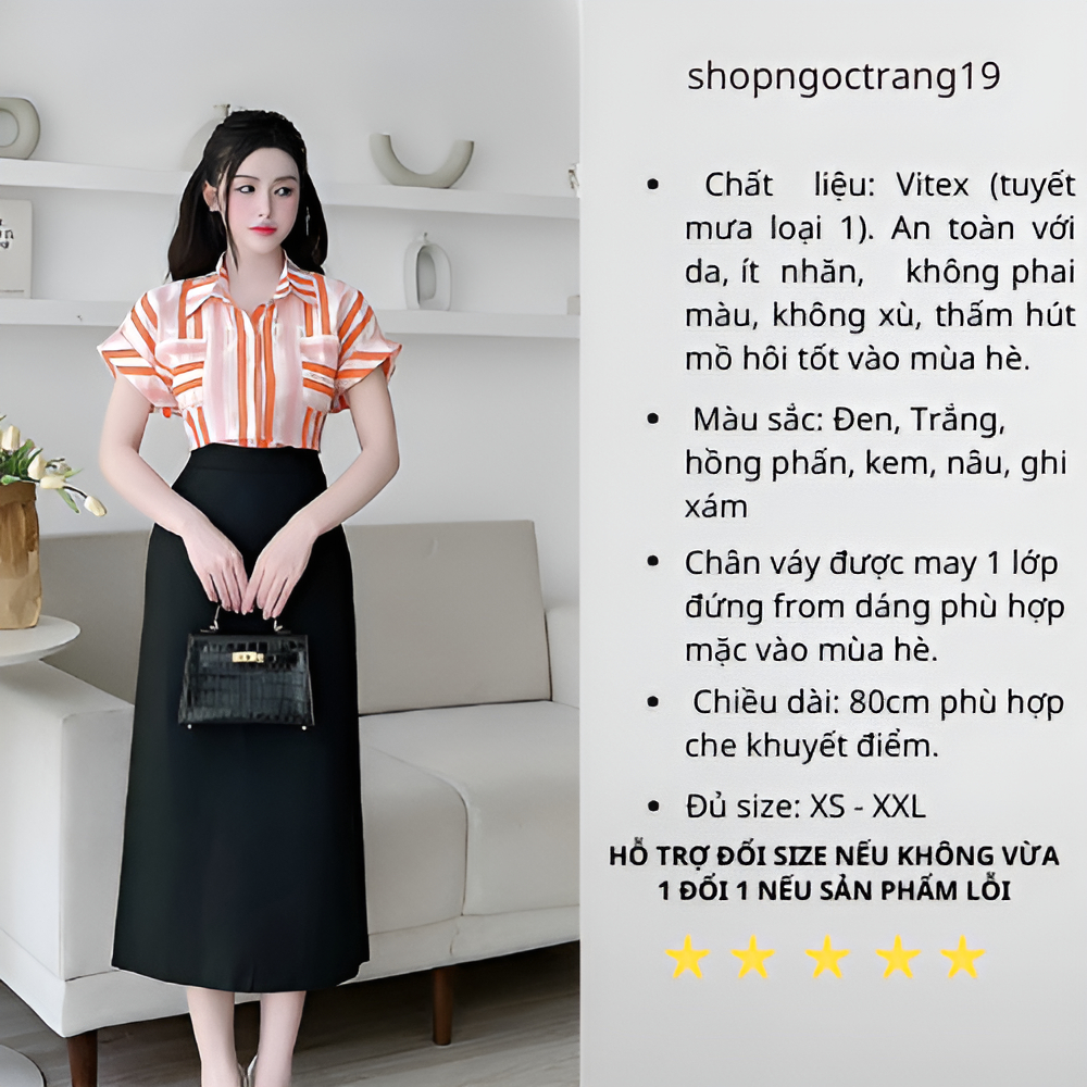 Chân váy dáng suông 80cm sẻ sau chất tuyết mưa cao cấp xưởng may với 30 màu trẻ trung