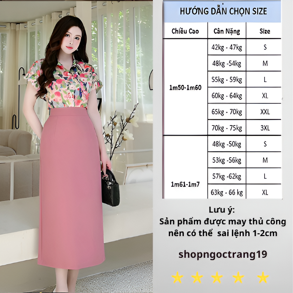 Chân váy dáng suông 80cm sẻ sau chất tuyết mưa cao cấp xưởng may với 30 màu trẻ trung