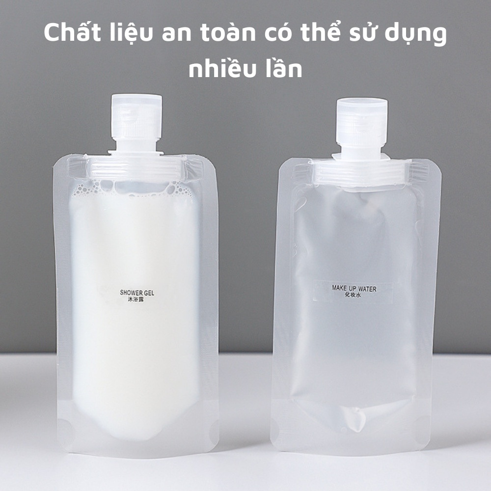 COMBO 10 Túi Chiết Mỹ Phẩm Dầu Gội Sữa Tắm Dầu Xả Du Lịch, Lọ Chiết Có Thể Tái Sử Dụng