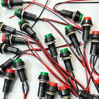 Combo 10 Công tắc ấn còi đề, công tắc ấn bật tắt tròn nhỏ có dây.