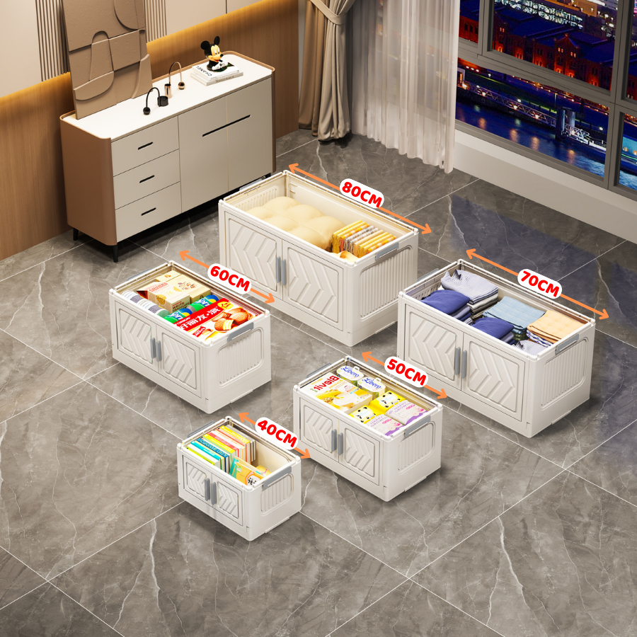 Tủ Nhựa Trắng Đựng Đồ ENODA HOME, Tủ Đựng Đồ, Đựng Quần Áo Có Bánh Xe. Cửa Trắng Kín Đáo TUN047