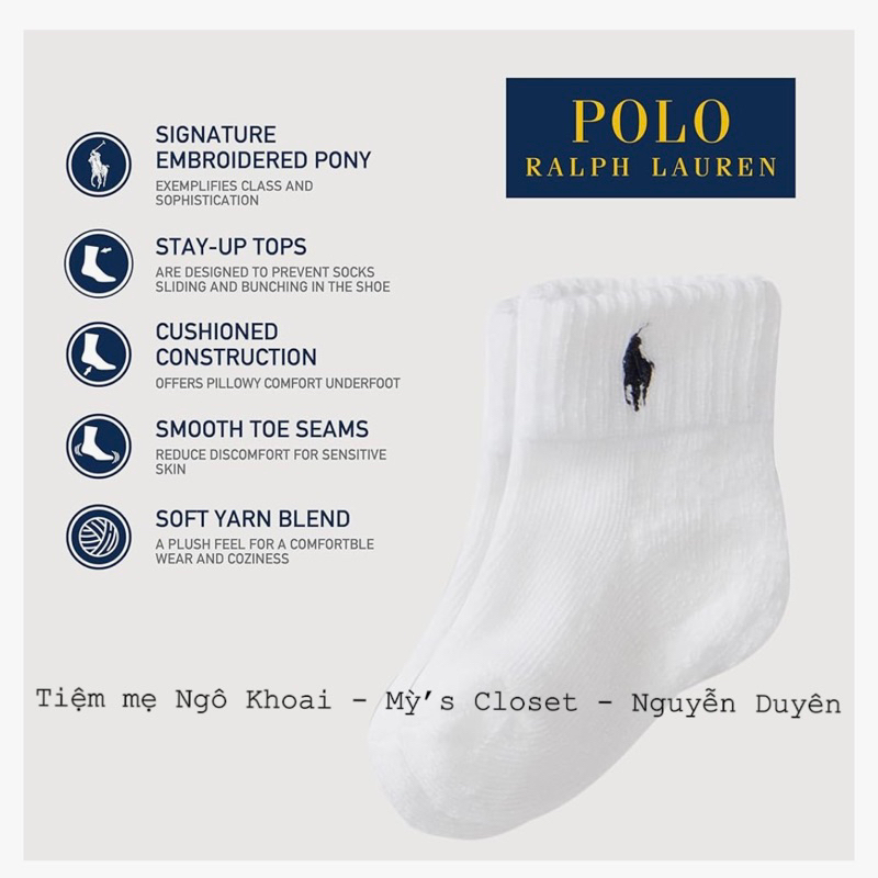 [MD95] POLO Tất trắng len xù có chống trơn trượt giữ ấm chân cho bé thêu hoạ tiết ngựa
