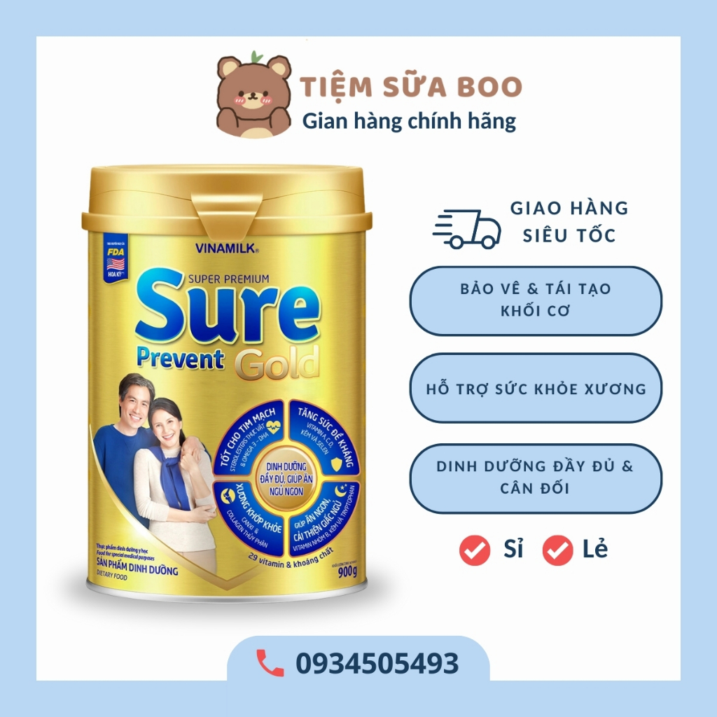 [ Chính hãng ] Sữa bột cho người lớn tuổi Vinamilk Sure Prevent 900g ...
