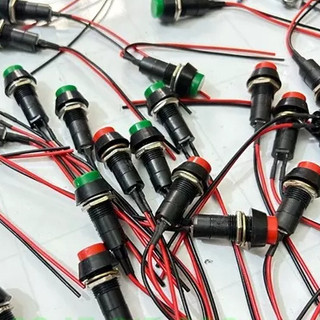 Combo 10 Công tắc ấn còi đề, công tắc ấn bật tắt tròn nhỏ có dây.