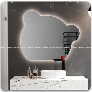 Gương gấu led cảm ứng treo tường trang trí nhà tắm - gương toàn thân decor hình gấu kích thước 60x48cm