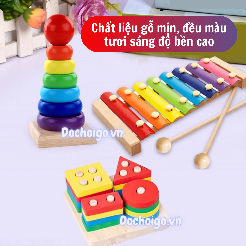 Đồ chơi phát triển trí tuệ cho bé combo 6 món đồ chơi gỗ cho trẻ từ 1- 6 tuổi thông minh