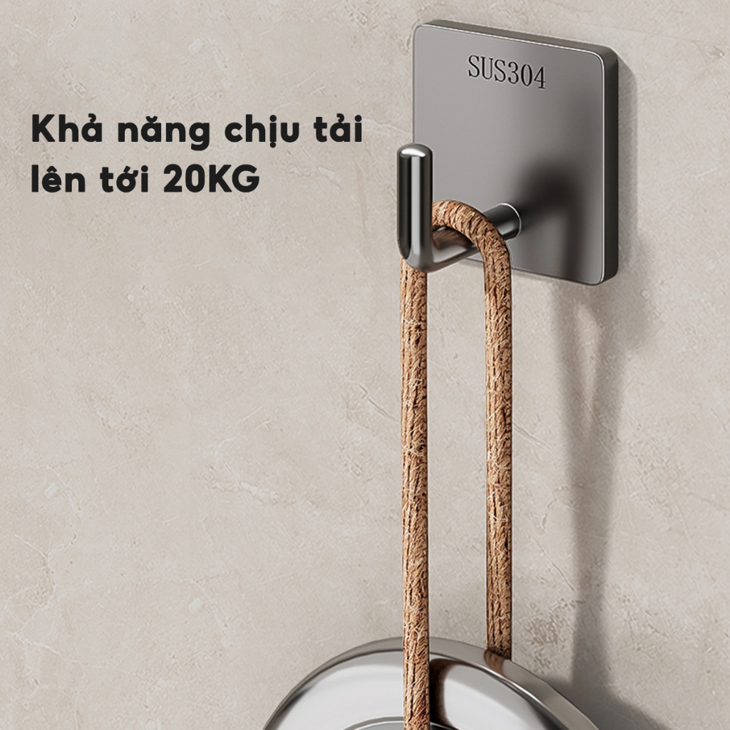 COMBO Móc dán tường chịu lực inox 304, Móc treo tường siêu dính treo quần áo đồ dùng đa năng