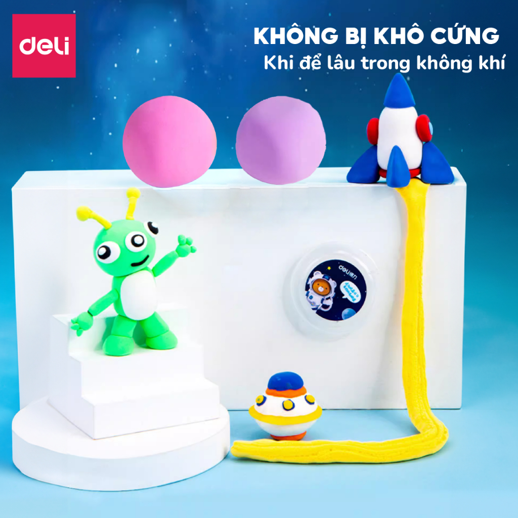 Đất Nặn Kháng Khuẩn 6/12 Màu Deli - Đất Sét Nặn Thành Phần An Toàn Dễ Dàng Trộn Màu Tạo Hình Kích Thích Sáng Tạo
