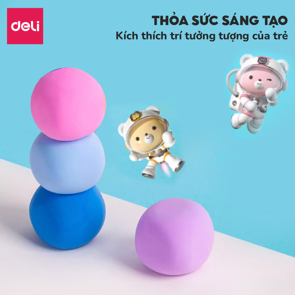 Đất Nặn Kháng Khuẩn 6/12 Màu Deli - Đất Sét Nặn Thành Phần An Toàn Dễ Dàng Trộn Màu Tạo Hình Kích Thích Sáng Tạo