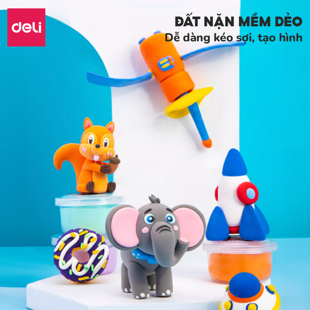Đất Nặn Kháng Khuẩn 6/12 Màu Deli - Đất Sét Nặn Thành Phần An Toàn Dễ Dàng Trộn Màu Tạo Hình Kích Thích Sáng Tạo