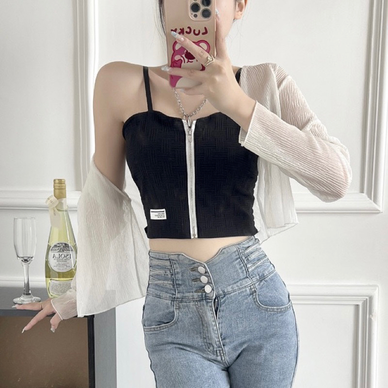 Áo Bra Nữ 2 Dây Khóa Dáng Lửng Có Đệm Ngực Trend Mới 2533