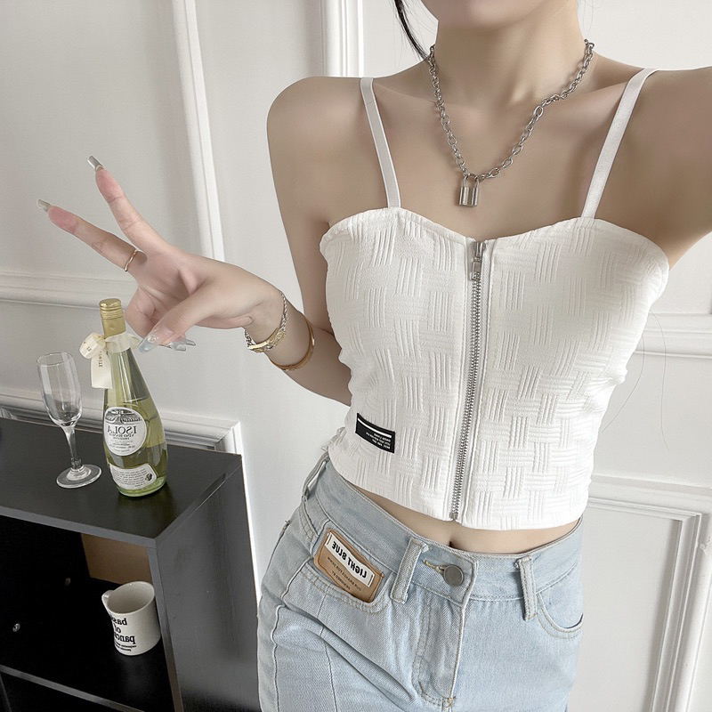 Áo Bra Nữ 2 Dây Khóa Dáng Lửng Có Đệm Ngực Trend Mới 2533