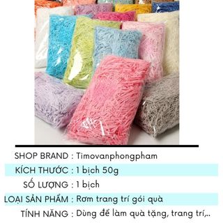 Rơm Lót Hộp Quà Tặng Giấy Vụn Khô Nhiều Màu Trang Trí Gói 50g Timo GQ07