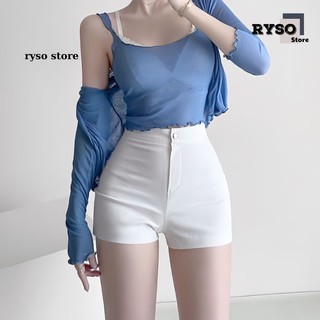 Quần Đùi Nữ Kaki Lưng Cao Trơn, Quần Short Nữ Kaki Cạp Cao Không Túi Ôm Eo Tôn Dáng QU02 RYSO STORE