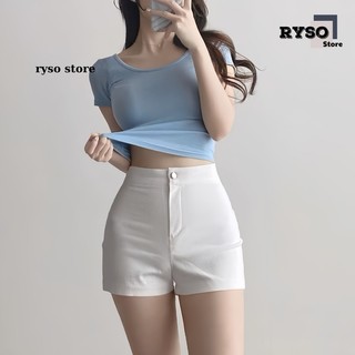 Quần Đùi Nữ Kaki Lưng Cao Trơn, Quần Short Nữ Kaki Cạp Cao Không Túi Ôm Eo Tôn Dáng QU02 RYSO STORE