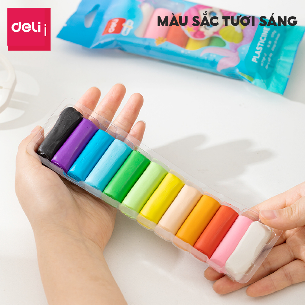 Đất Nặn Kháng Khuẩn 6/12 Màu Deli - Đất Sét Nặn Thành Phần An Toàn Dễ Dàng Trộn Màu Tạo Hình Kích Thích Sáng Tạo