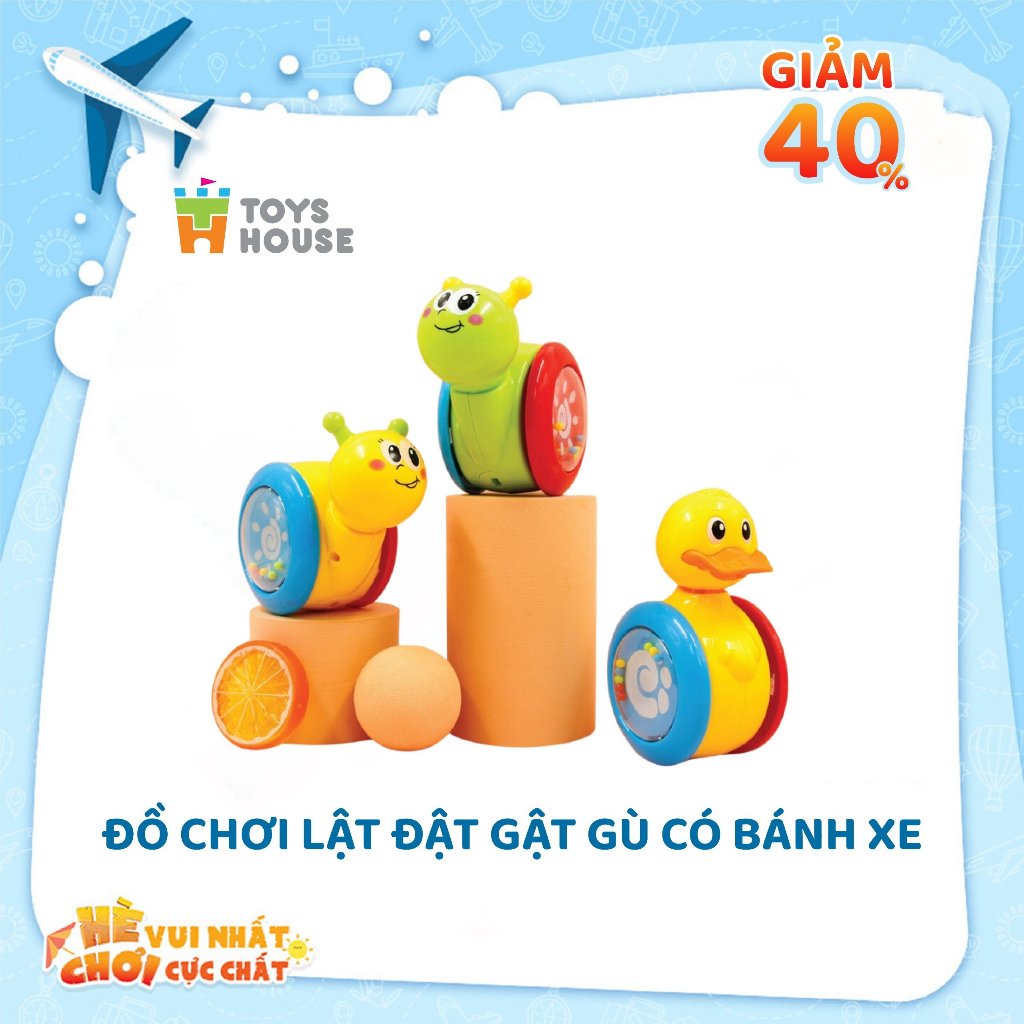 Ảnh Đồ chơi lật đật gật gù có bánh xe cho bé hình thú dễ thương Toyshouse 008-2 Tiêu chuẩn Châu Âu EN71 2