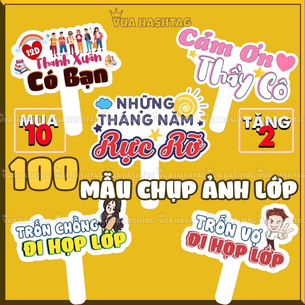 Hashtag cầm tay chụp ảnh kỷ yếu, Bộ hagtag cầm tay tốt nghiệp đẹp cho ...