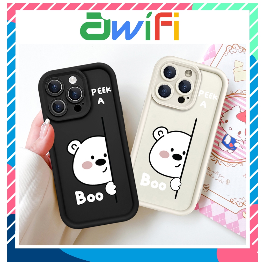 Ốp lưng iphone camera viền cao gấu peek boo 6s/6plus/7/8/plus/x/xs/11 ...