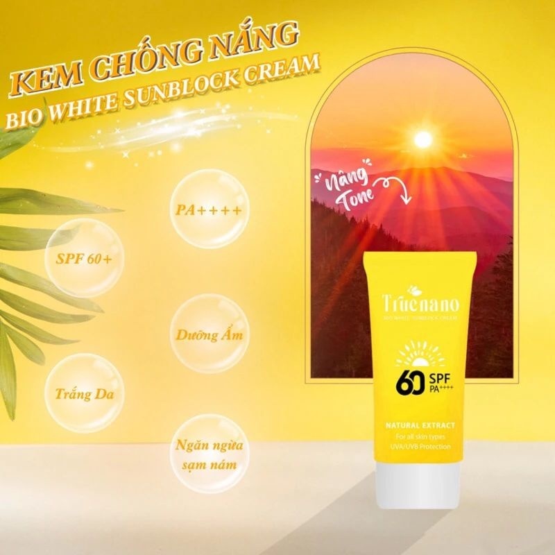 KEM CHỐNG NẮNG TRẮNG DA ĐA SINH HỌC MAKEUP BB - TRUENANO BIO WHITE SUNBLOCK CREAM ( SPF 60/ PA++) tuýp 50ml