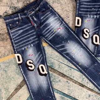 Quần jean nam DSQ xanh thêu chữ to  co dãn vải dày chất đẹp phong cách boy phố