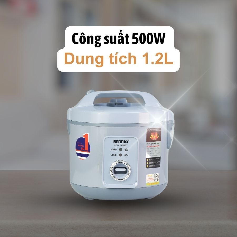 Nồi cơm điện Mini Bennix BN - 12NK ,dung tích 1,2L,chống dính siêu bền, bảo hành 2 năm
