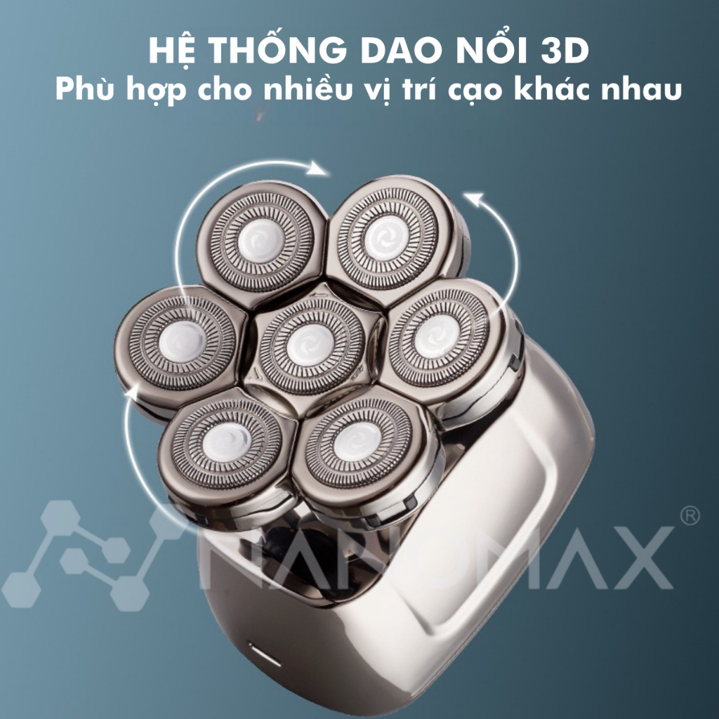 Ảnh Máy Cạo Râu Không Dây Đa Năng Nanomax JK 1360 Lưỡi Dao Veener Vòng Đôi Chống Thấm Nước IPX6 Đế Sạc Cảm Ứng Tặng Kèm 6 Đầ 3