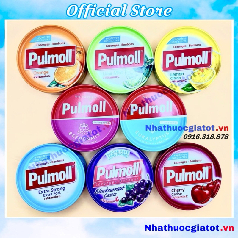 PULMOLL Kẹo Ngậm Ho Không Đường PULMOLL Hộp 50g Hỗ Trợ Giảm Ho Rát Họng ...