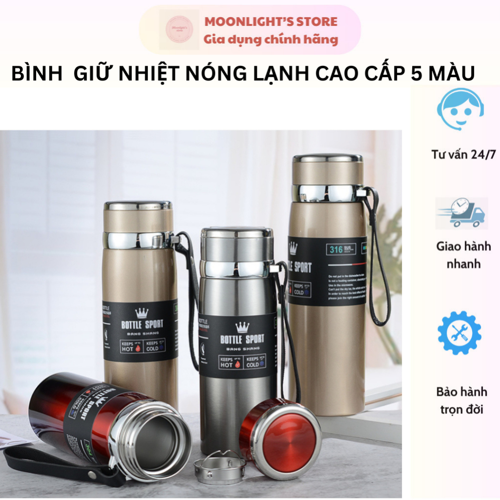 Bình Giữ Nhiệt Inox Cao Cấp Giữ Nhiệt Nóng Lạnh 5-8 tiếng, Chất Liệu Inox Dày Dung Tích 800ML