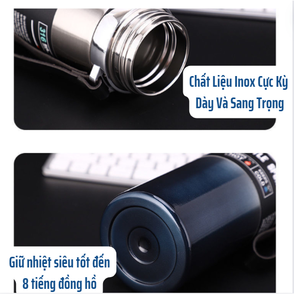 Bình Giữ Nhiệt Inox Cao Cấp Giữ Nhiệt Nóng Lạnh 5-8 tiếng, Chất Liệu Inox Dày Dung Tích 800ML