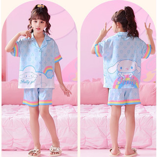 [ 10KG - 46KG ] Đồ Bộ Mặc Nhà Cộc Tay Bé Gái Pijama Chất Vải Lụa Cao Cấp Siêu Mềm, Mát