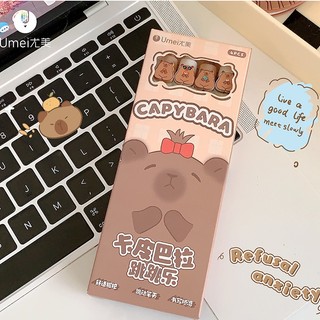 Set bút bi gel cute Capybara mực đen ngòi 0.5mm