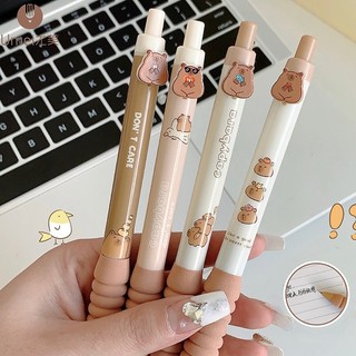 Set bút bi gel cute Capybara mực đen ngòi 0.5mm