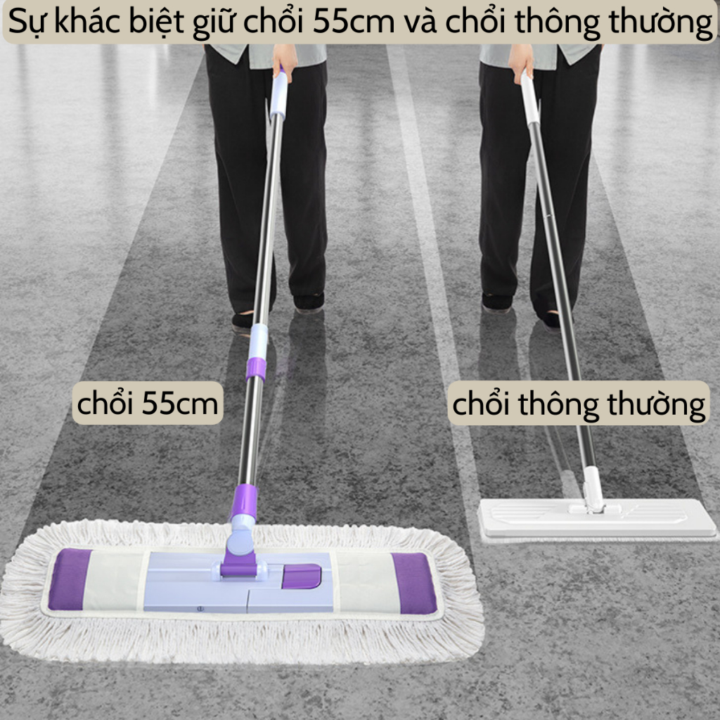 Cây lau nhà công nghiệp [50cm-66cm], chổi lau nhà công nghiệp, chổi lau xoay 360 độ, chất liệu inox cao cấp